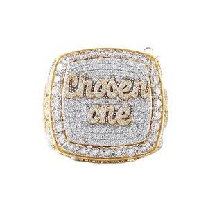 Best Quality HipHop Style <b>Iced</b> Out Letter Natural Diamond 14K Solid Yellow Gold Big Fashion Jewelry Men's Diamond <b>Ring</b> - Product Image 1