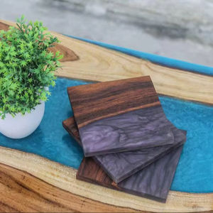 Sous-verre carré en bois vintage avec résine à prix raisonnable utilisé dans la cuisine meilleure qualité - Product Image 1