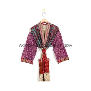 Vente en gros de robes maxi en satin de soie vintage indien, kimono, robe de plage élégante, peignoir, couvre-bikini, vêtements d'été respirants - Product Image 2