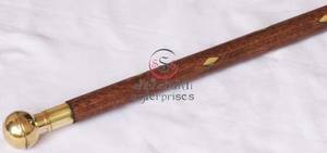 Bastón de madera marrón de 3 pliegues con mango de forma redonda de pulido de latón Artículo de regalo de Navidad para hombres y mujeres mayores - Product Image 3