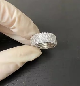 Moissanite Diamond 925 Silver Link Ring in para mujeres Hombres Iced Out Diamond Ring Hombre Hip Hop Diamond Ring para mujeres - Product Image 1