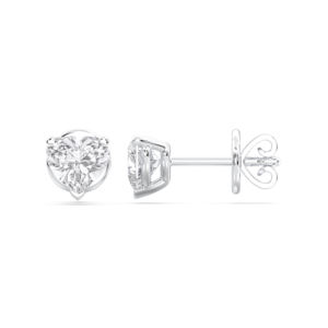 2.00 CT E-F/VVS-VS <b>Heart</b> Cut Diamond Three Prong Set Stud <b>Earring</b> <b>Gold</b> Plated 925 Sterling Silver for Women's - Product Image 1