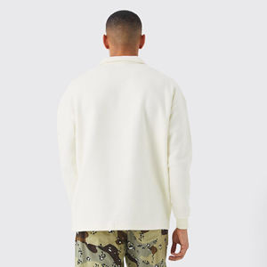 Venta al por mayor 100% algodón de los hombres con cuello en V para Polo de moda de color sólido con logotipo personalizado bordado de manga larga y patrón de impresión - Product Image 5