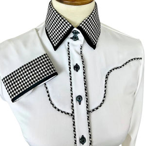 เสื้อคาวบอยโชว์แบบตะวันตกทำด้วยมือบนผ้าแพรแข็งแบบยืด - Product Image 1