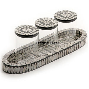 Pot de bonbons en acrylique de table avec plateau en nacre Serveur de noix fait main de haute qualité Pot de fruits secs en gros élégant classique - Product Image 5