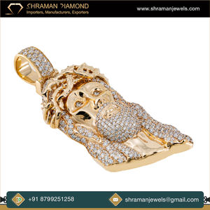 Pendentif religieux chrétien personnalisé en argent 925 plaqué or rose, style hip-hop, serti de diamants en moissanite, avec le visage de Jésus - Product Image 5