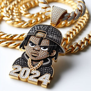 2024 Hip Hop totalmente helado foto personalizada colgantes plata y oro plateado con diamante joyería personalizada - Product Image 1