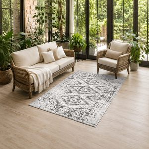 RUGS DEPOT LXDP-0518 Wholesale Grey Silver Bohemian Tribal Digital Printed Machine Washable Chenille Area Rug Non <b>Slip</b> - Product Image 6