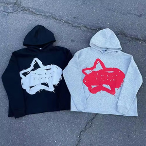 Manufacturer Custom Heavy Weight Polyester/Cotton Blend Winter Solid Oversize Pullover Hoodie 3D Puff Printing High Quality Men - Product Image 6
