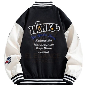 College Baseball Varsity <b>Jackets</b> Black <b>White</b> Contrast Color Good Supplier With Own Logo Print Adult Wear <b>Men</b> Varsity <b>Jackets</b> New - Product Image 2