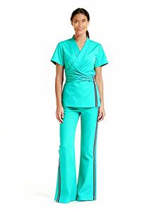 Nuevo uniforme médico para mujer, conjunto de Jogger, entrega rápida, botón antiarrugas, equipado, Material de rayón elástico de 4 vías para conjuntos de fregado - Product Image 3