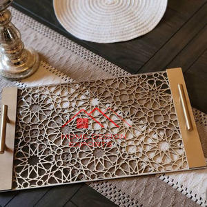 Leaser Cutting Design Home Decor Fancy Metal Tray <b>Coral</b> Design Latest Design Vanity <b>Top</b> Table <b>Top</b> - Product Image 1
