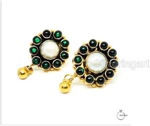 Pendientes de Mujer con Ónice Verde Natural, Piedra Preciosa, Regalo de Aniversario, Navidad, Joyería Hecha a Mano, Plata de Ley 925 - Product Image 1