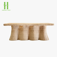 Nouvelle Arrivée : Table Basse en Rotin et Bois Faite à la Main, Écologique, Durable, Artisanale, Décorative, Moderne et Unique – Un Must-Have
