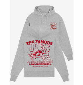 Sudadera con capucha de algodón regular personalizada, sudadera gris jaspeado, Sudadera con capucha orgánica de Joes Pizza - Product Image 1