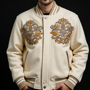 100% chaquetas universitarias de manga de lana Collage hombres invierno Chenille bordado parches béisbol Varsity chaqueta hombres - Product Image 3