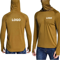 Camiseta de pesca con capucha y máscara, logotipo personalizado, manga larga, protección UV UPF50+, secado rápido, transpirable, poliéster, spandex, rash guard