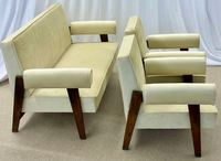 Canapé d'angle moderne de luxe en teck 3+1 places avec coussins en tissu rembourrés de mousse, pliable, pour usage en parc, villa, école, hôtel, entrepôt