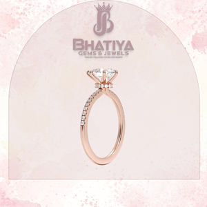 Anillo de compromiso de diamante de corte Pera, banda de oro, ajuste de pavé, joyería nupcial de diamante cultivado en laboratorio, anillo de boda elegante para mujer - Product Image 4