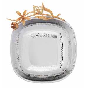 Bandeja de mariposa martillada de alta calidad, cuenco cuadrado para servir, cuenco para servir ensalada de frutas, cuenco central de Metal, cuenco decorativo grande - Product Image 2