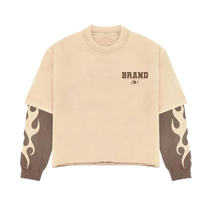 Premium Quality Double Layer Sweatshirt & Trouser Tracksuit Set <b>Open</b> <b>Hem</b> Distress Screen Print Design Set - Product Image 3