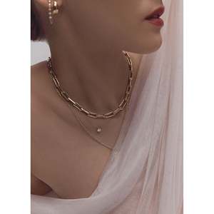 Collar de cadena con eslabones gruesos Rome, collares de moda en capas - Product Image 4