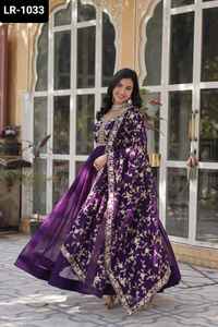 Nuevo diseñador de ropa de boda y Festival para mujer, vestidos Anarkali con lentejuelas ricas de Georgette, borde de encaje bordado múltiple Dupatta - Product Image 2
