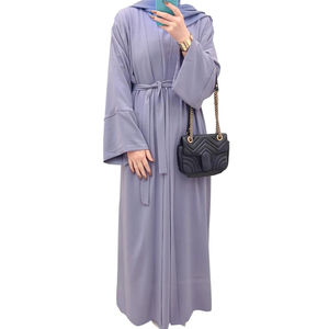 Wholesale <b>Plus</b> <b>Size</b> Modest Simple Muslim Abaya 100% Cotton A-Line Islamic Women's Plain Color Zipper Best Quality Latest Design - Product Image 1