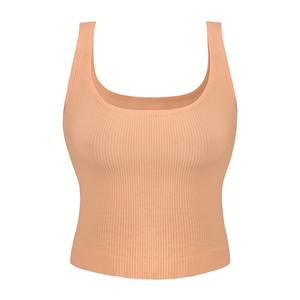 Femmes été décontracté sans manches haut court couleur unie côtelé Invisible sangle réservoir dos nu Cami Design pour grande taille - Product Image 4