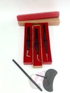 Pince à épiler pour cils GETUP BROSONS IMPEX de haute qualité, à pointe lisse, en acier inoxydable avec revêtement en poudre noire, avec miroir, outil de beauté - Product Image 2