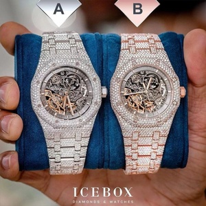 Reloj de Diamantes de Lujo con Caja de Acero Inoxidable, Moissanita VVS1, Esfera Árabe, Visualización de Fecha, Regalo para Hombre, Venta al por Mayor - Product Image 2