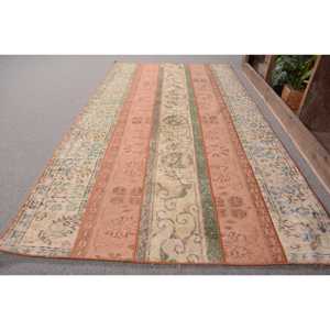 Alfombra turca verde naranja Vintage 3.4ft X 6.5ft Área grande clásica Rectángulo Tejido plano Patrón de retazos Material de lana Látex - Product Image 2