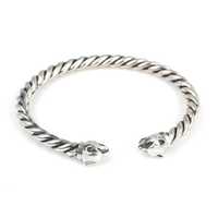 Bracelet manchette torsadé tête de panthère en argent sterling 925 |   Bijoux turcs faits à la main, marque NUSRET, tendance, unisexe, légers, 20g