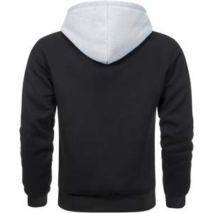 Sudadera con Capucha Negra para Hombre con Contraste Gris, Sudadera Informal de Forro Polar, Ropa de Calle para Invierno - Product Image 4