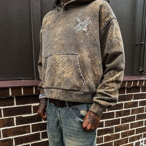 Sweat à capuche à coupe régulière imprimé sérigraphié sur mesure OEM, 100% coton, hiver, haute qualité, tendance, vintage, délavé à l'acide - Product Image 3