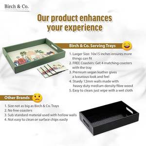 Plateau de service rectangulaire en bois conçu à la main en résine écologique ensemble d'ustensiles de cuisine décoratifs passe au lave-vaisselle léger - Product Image 5