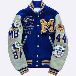 OEM personalizado Varsity chaqueta de invierno de alta calidad de cuero mangas de la Universidad de béisbol Letterman lana Varsity chaqueta para los hombres - Product Image 2