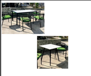 Ensemble de table à manger d'extérieur en rotin moderne avec chaises en corde - Résistant aux intempéries pour l'utilisation dans les hôtels, les cours et les parcs |   Horti Club - Product Image 2
