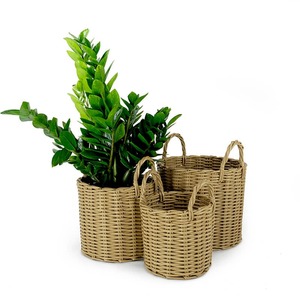 Ensemble de 3 paniers à linge ronds en rotin naturel vintage, tissés à la main, écologiques, pour l'organisation et le rangement à la maison - Product Image 1