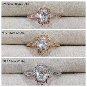 Bague de Fiançailles Vintage en Moissanite Ovale 1 Carat, Style Art Déco, Filigrane Unique, Grappe de Pierres, en Argent Sterling 925 avec Griffes - Product Image 6