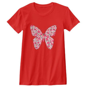 Camiseta de trabajo con apliques Rosas y mariposas de colores sólidos de algodón hilado en anillo peinado para mujer de nuevo estilo - Product Image 4