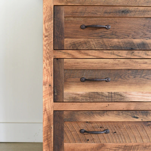 Gabinete rústico alto de madera maciza recuperada vintage Estilo industrial 6 cajones Acabado de color natural para gabinetes de sala de estar - Product Image 5