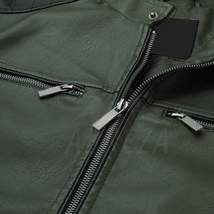 Chaqueta de Cuero Genuino para Hombre, Corte Ajustado, Cuello Alto Personalizado, Premium, Invierno, Secado Rápido, Transpirable, Casual - Product Image 4