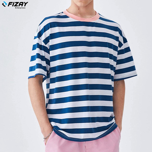 FIZAY imprese Unisex flanella t-shirt Best seller di qualità Premium con strisce di colore <span class=keywords><strong>blu</strong></span> <span class=keywords><strong>e</strong></span> bianco collo Design per gli uomini - Product Image 4