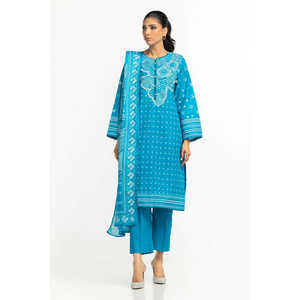 Conjunto de Traje de Verano Festivo de 3 Piezas para Mujer, Azul, Estampado en Laca, 100% Algodón - Product Image 5