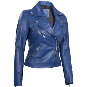 Chaquetas de cuero genuino para mujer Logotipo y diseño personalizados de alta calidad MOQ bajo Chaquetas de cuero para mujer - Product Image 2