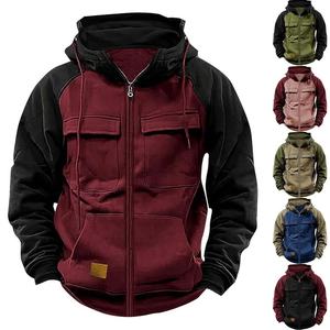 Chaqueta con capucha y cremallera con cuello levantado para hombre de calidad superior, abrigo informal con logotipo personalizado, abrigo liso en blanco con capucha y varios bolsillos - Product Image 4