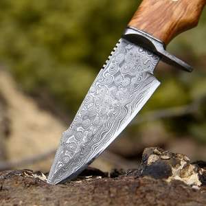 Handmade Wholesale Damascus <b>Steel</b> Hunting knife Customized With Wooden Handle Outdoor Survival Camping Fishing with Sheath - Product Image 3