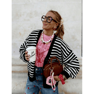 Striped Pocket <b>Cardigan</b> <b>Red</b> Women's <b>Cardigan</b> - Product Image 6