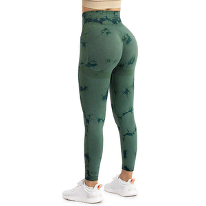 2025 ventas al por mayor de cintura alta Scrunch Butt Lift pantalones de entrenamiento sólido apretado Yoga Leggings botón cordón deporte secado rápido - Product Image 3